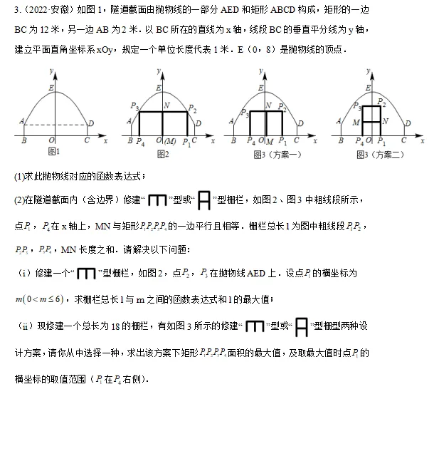 中考||数学【热点·重点·难点】专练题型:二次函数与矩形有关的问题 第4张