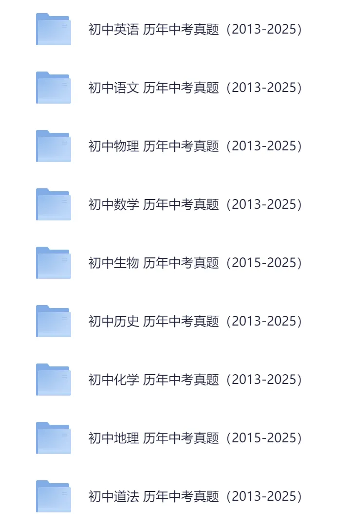 初中全科目《历年全国中考真题》2013-2025历年中考真题(网盘打包下载)语文/数学/英语/物理/化学/道法/地理/生物/历史 第3张