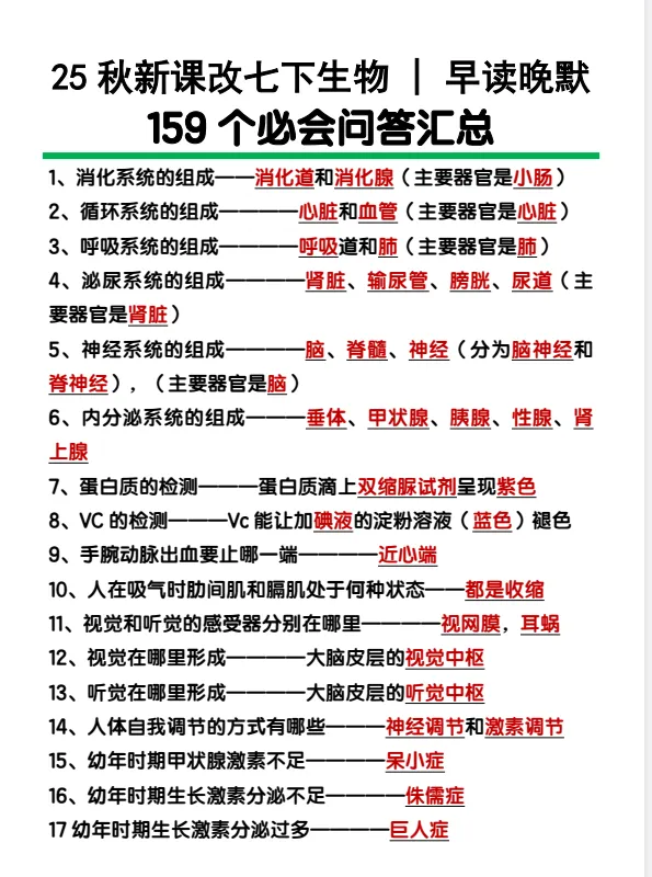 初中生物789年级期末/中考专题训练知识点汇总(电子版可打印)网盘免费下载 第2张