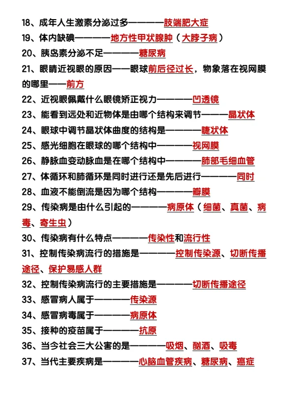 初中生物789年级期末/中考专题训练知识点汇总(电子版可打印)网盘免费下载 第3张