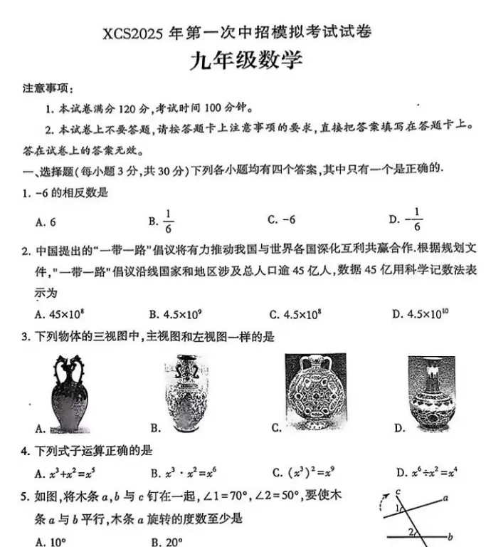 (中考一模)2025年许昌中考一模试卷及答案(语数英物化道史) 第5张