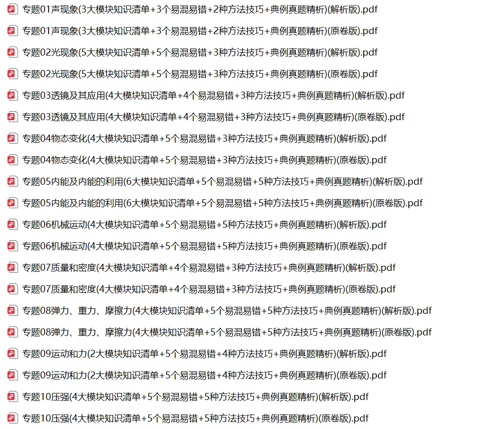 初中物理中考总复习(原卷版+解析版)| 可下载打印 第2张