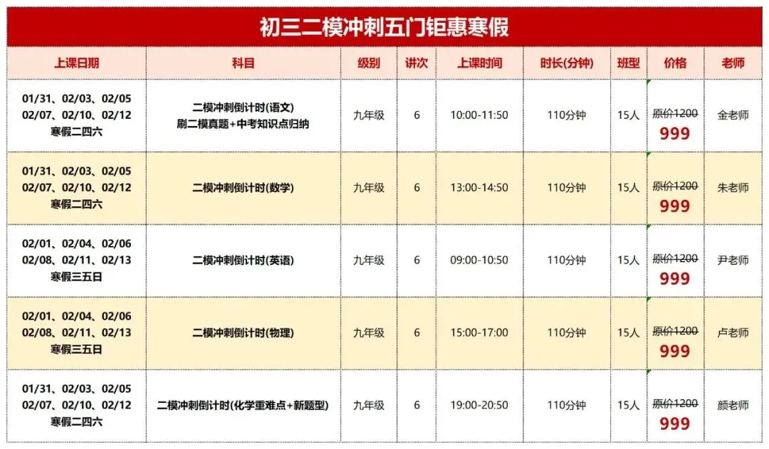 寒假集训启动!冲刺二模,备战中考! 第3张