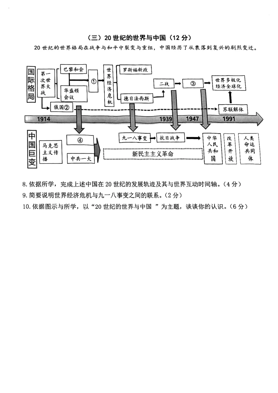 2026年上海中考历史松江一模详细解析(含答案) 第3张