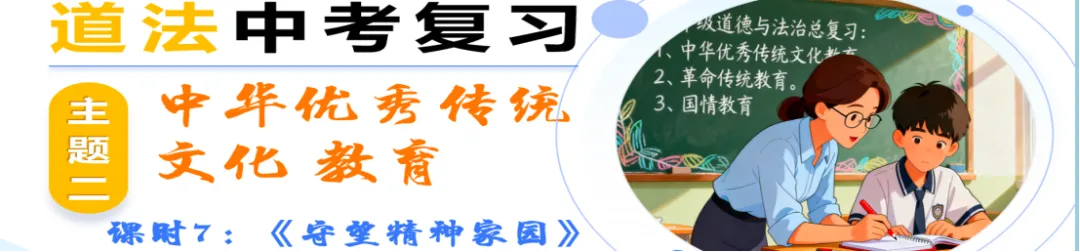 2026年中考道德与法治主题复习|主题二中华优秀传统文化教育专题《守望精神家园》复习课件+专练 第1张