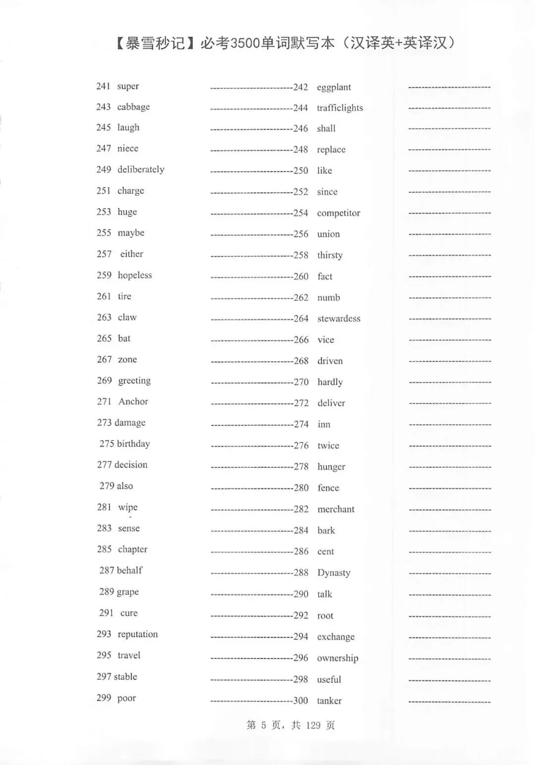 中考必考3500词汇 单词默写本+自测本,英译汉+汉译英(可下载打印) 第6张