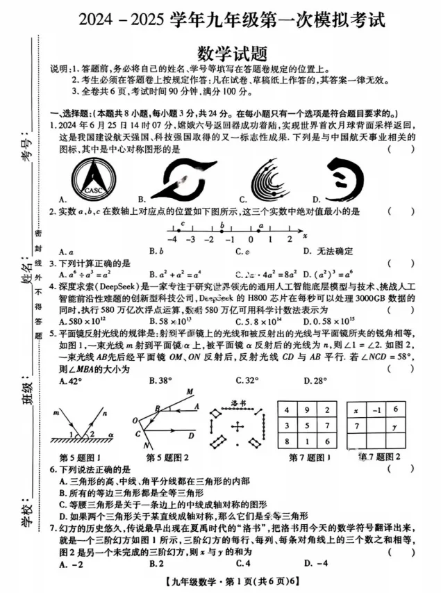 2025年深圳各区、名校中考模拟试卷汇编(33套) 第8张