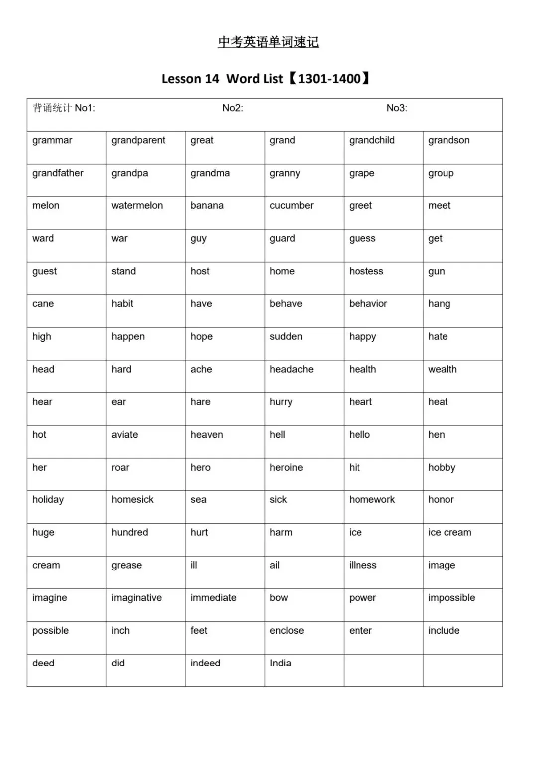 中考英语单词速记1001-2012词 第9张