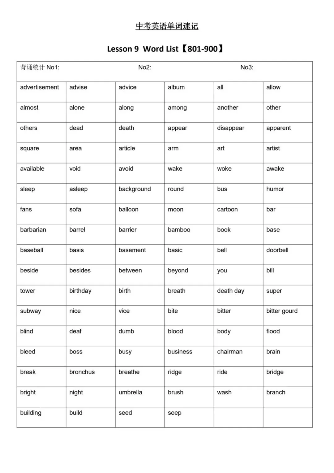 中考英语单词速记1-1000词 第19张
