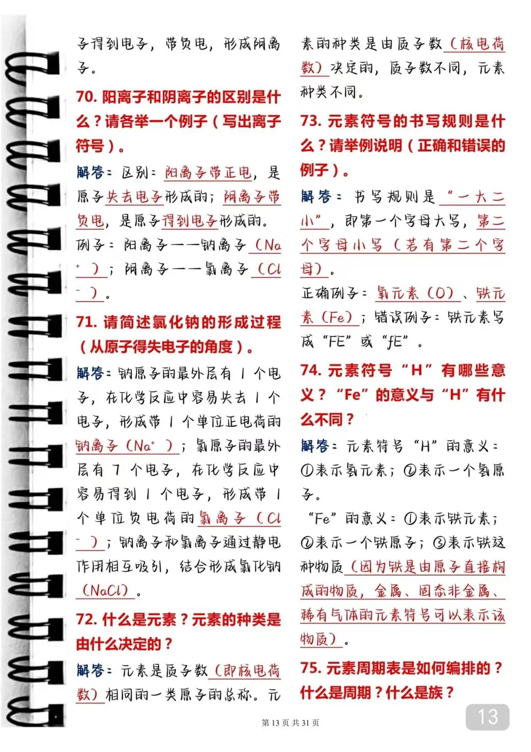 2026届中考化学完整背诵手册(打印版) 第13张 2026届中考化学完整背诵手册(打印版) 第13张