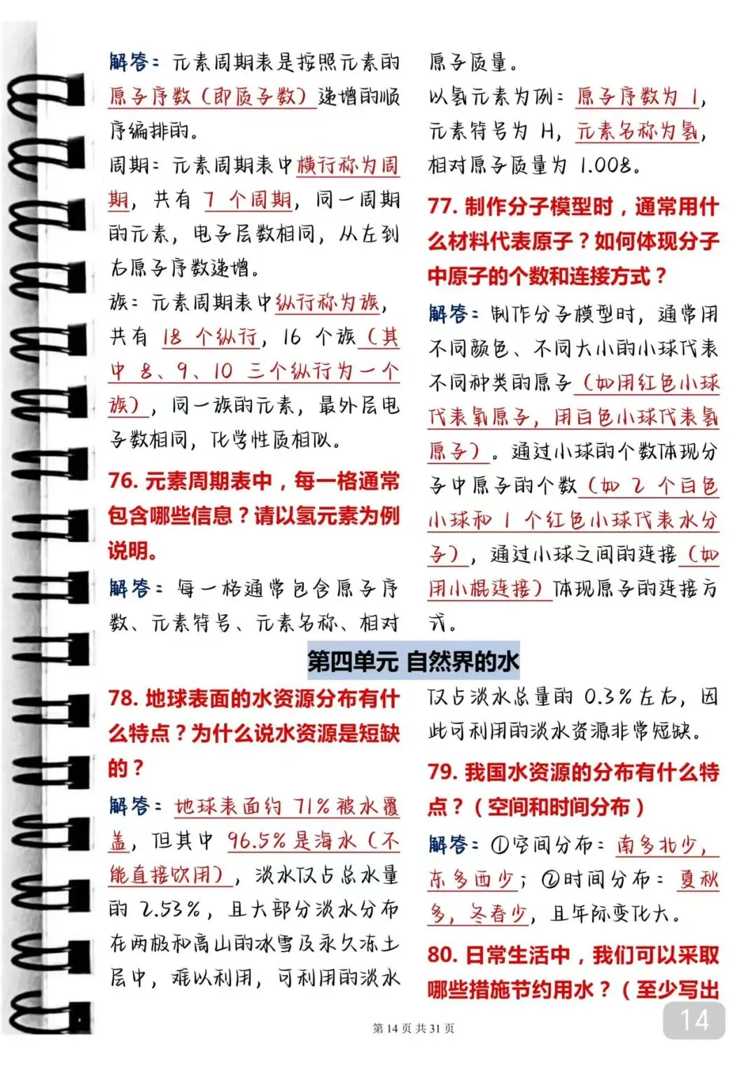 2026届中考化学完整背诵手册(打印版) 第14张 2026届中考化学完整背诵手册(打印版) 第14张