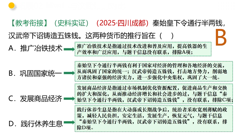【中考复习】|专题03 秦汉时期:统一多民族国家的建立和巩固 第50张