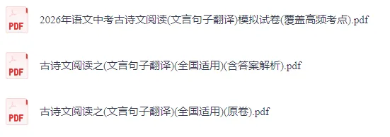 【初中语文】2026版-全国中考语文一轮复习讲义:古诗文阅读(文言句子翻译)+模拟试卷(全国适用) 第3张