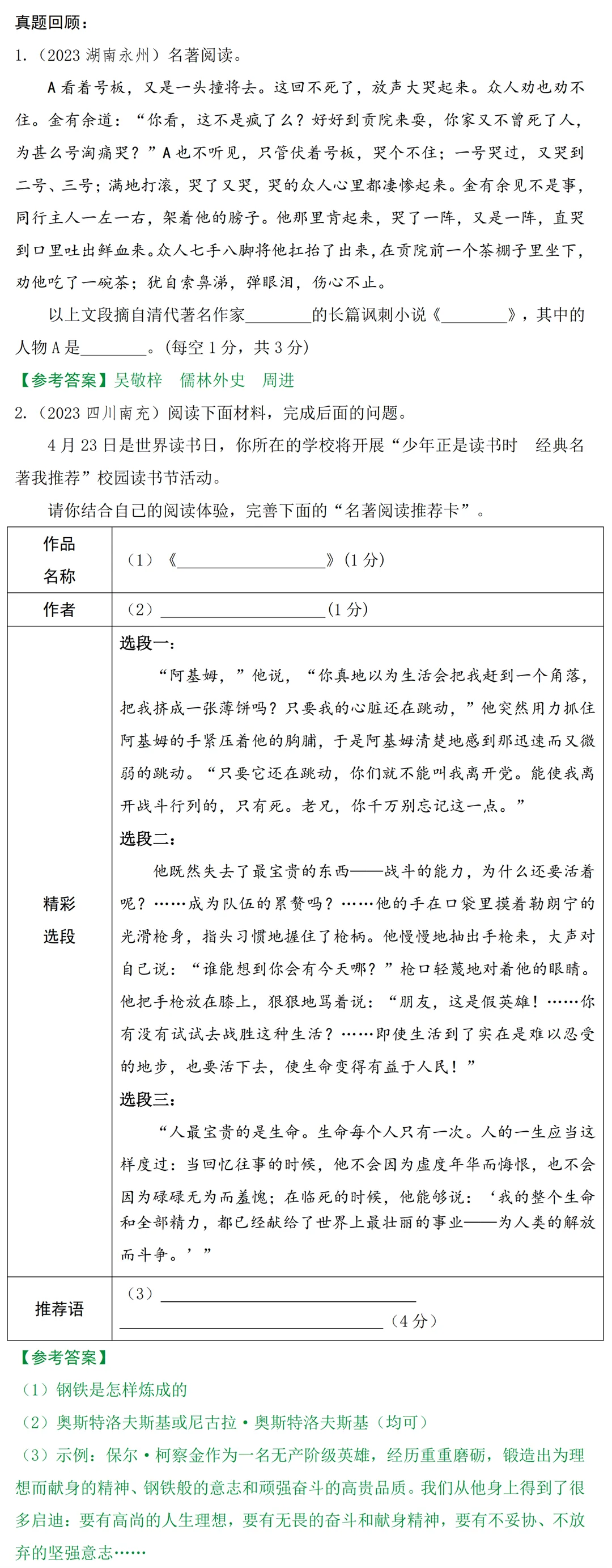 中考语文必考名著阅读高频考点梳理! 第2张 中考语文必考名著阅读高频考点梳理! 第2张