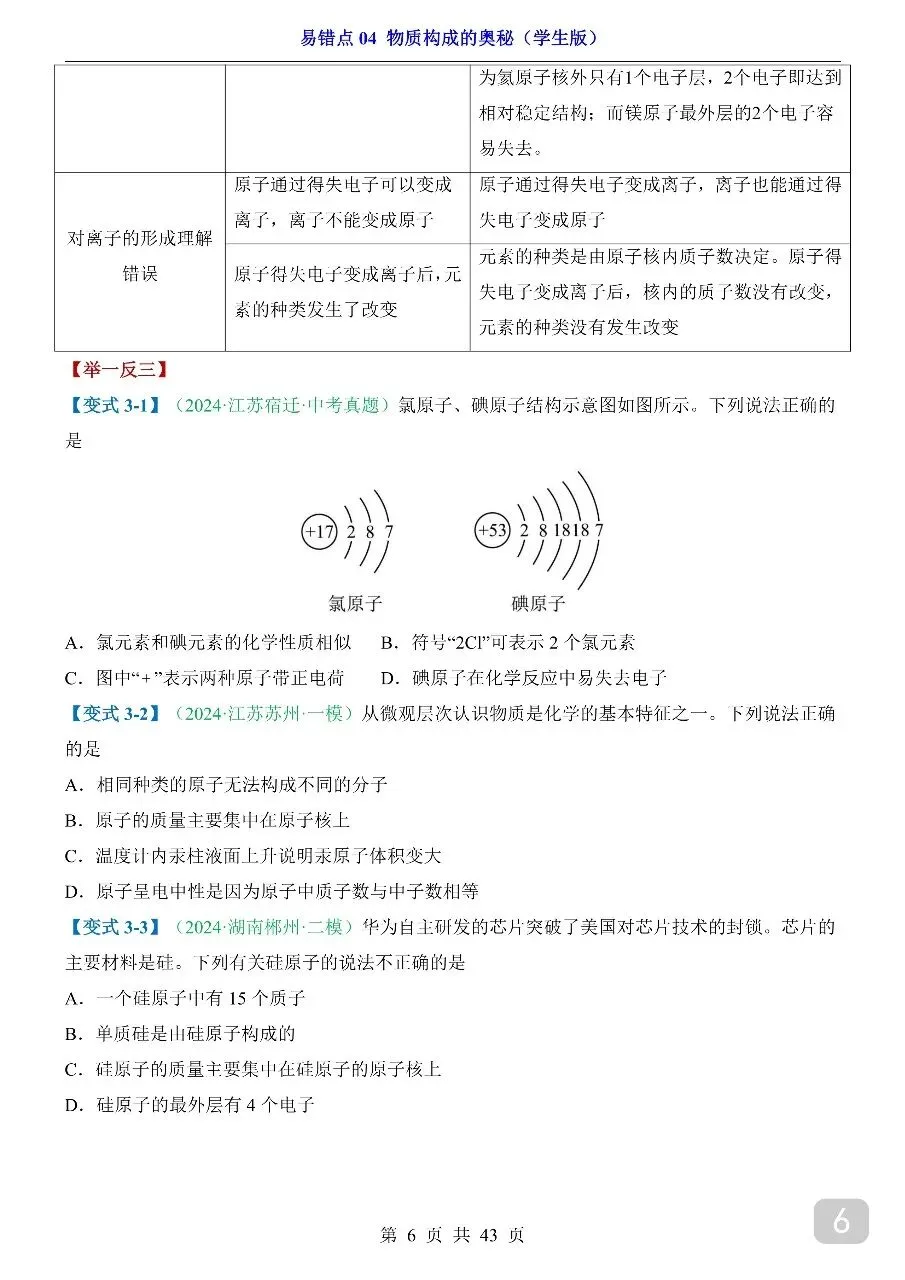 中考专项化学易错点04 物质构成的奥秘.pdf 第8张 中考专项化学易错点04 物质构成的奥秘.pdf 第8张