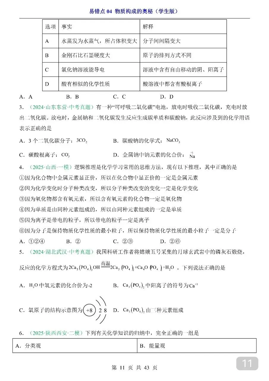 中考专项化学易错点04 物质构成的奥秘.pdf 第13张 中考专项化学易错点04 物质构成的奥秘.pdf 第13张