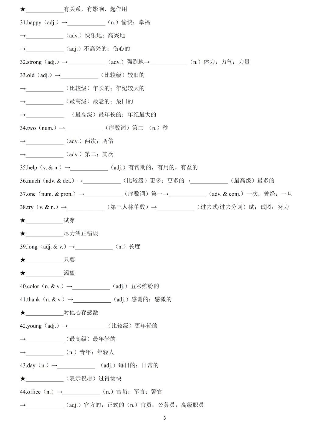 中考英语复习 | 必考高频词形转换汇总 (背诵+检测) 第8张 中考英语复习 | 必考高频词形转换汇总 (背诵+检测) 第8张
