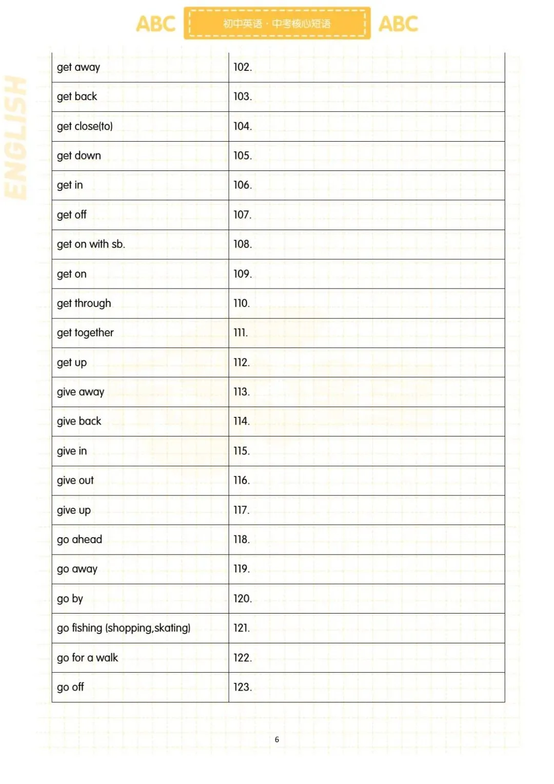 初中英语《305个中考必会核心短语》题目+答案共79页 pdf电子版可打印 第10张 初中英语《305个中考必会核心短语》题目+答案共79页 pdf电子版可打印 第10张
