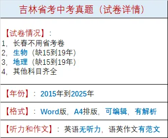 吉林省考中考真题2015-2025年汇总! 第2张