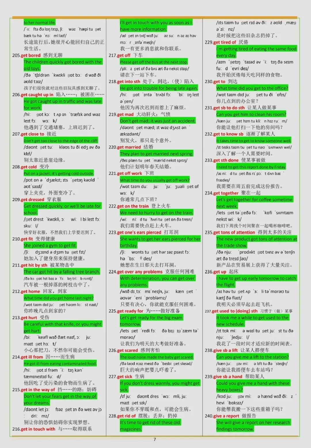 中考英语重点短语+例句总结 第7张