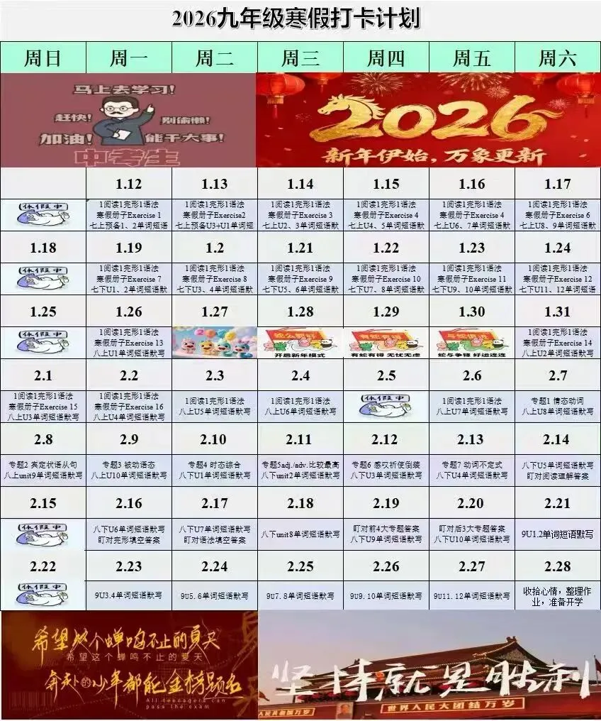 九年级寒假英语作业(中考复习) 第9张