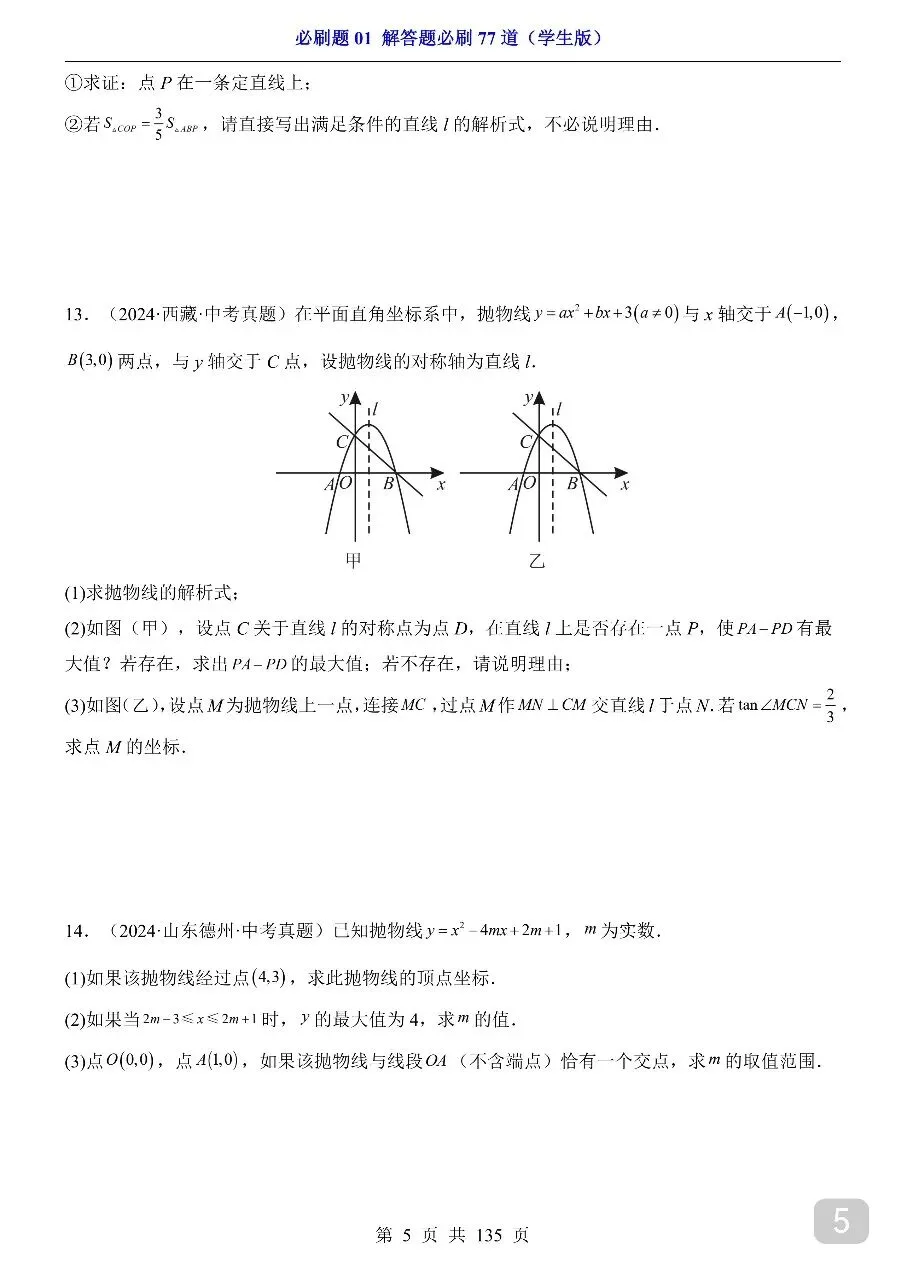 中考专项数学必刷题01 解答题必刷77道.pdf 第7张