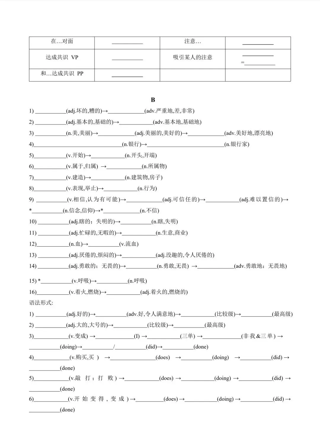 中考英语高频词及短语默写 第3张