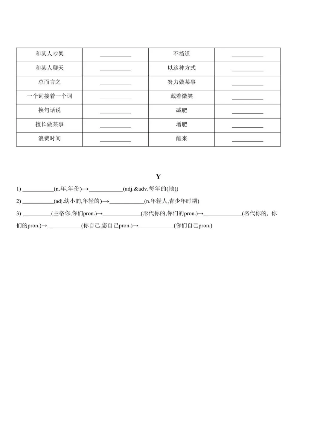 中考英语高频词及短语默写 第18张