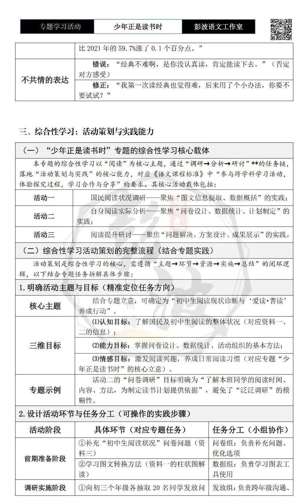 【中考语言专项-专题学习活动】-七年级上-02少年正是读书时-知识手册(2元) 第13张