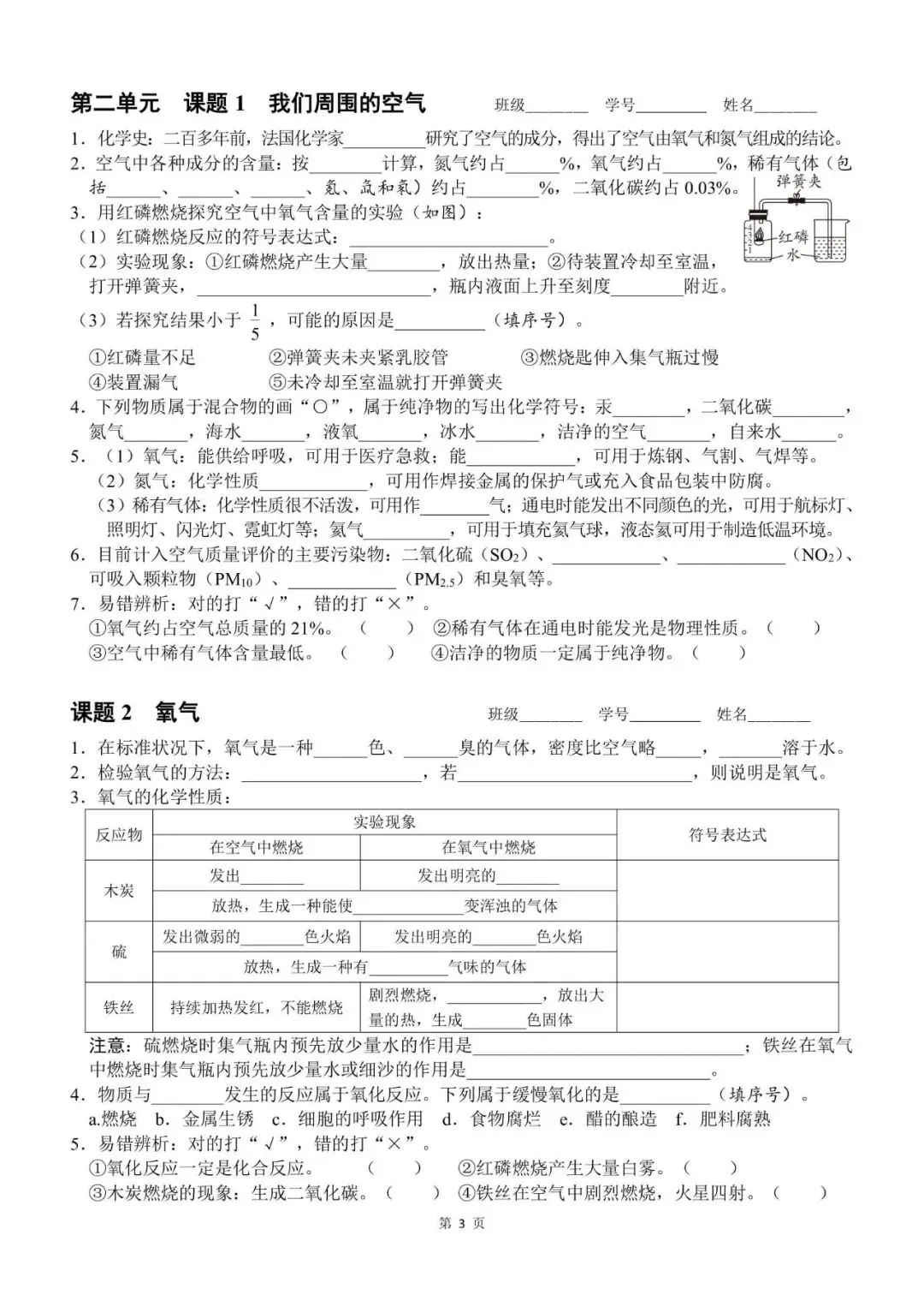 中考化学一轮复习~基础知识小测 第1张