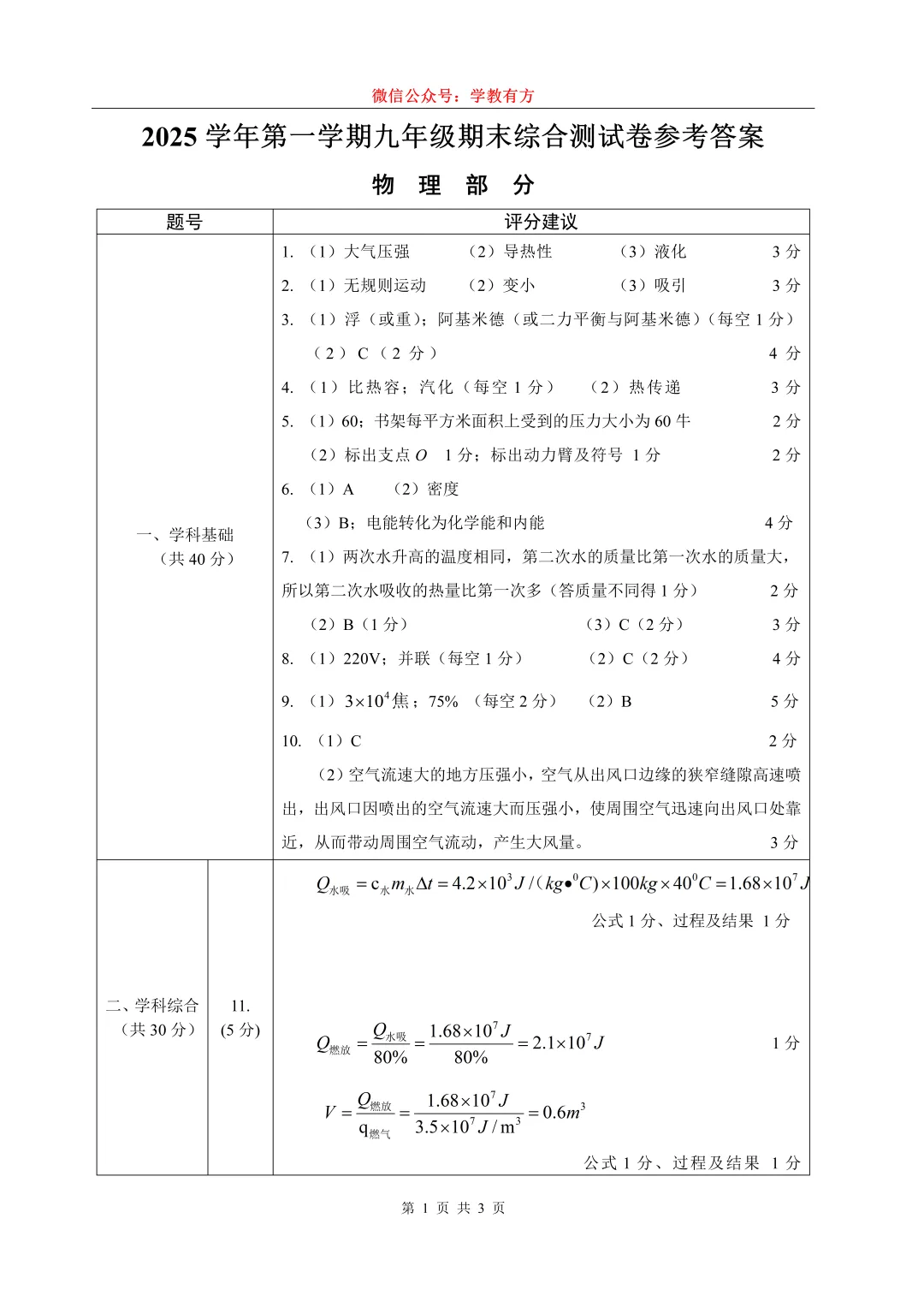 【中考一模】2026届上海市宝山区初三一模物理试卷 第6张