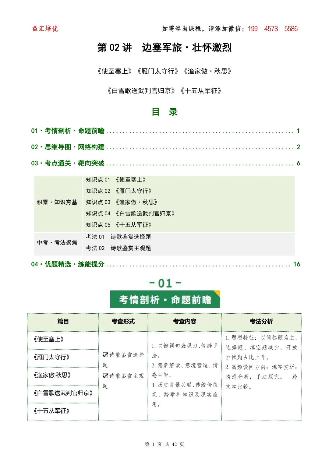 中考语文复习-第02讲 边塞军旅·壮怀激烈(复习讲义) 第12张