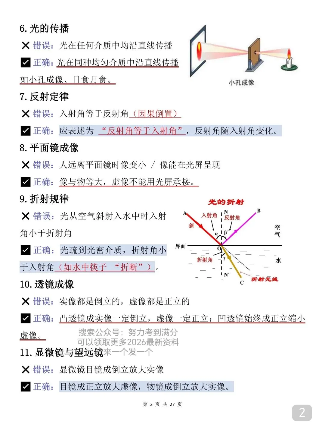 2026物理中考失分率极高的考点(打印版)比较重要 第2张