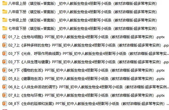 26中考人教版生物全4册默写小纸条:教材浓缩版,还有超多常考实例,非常实用哦~ 第1张
