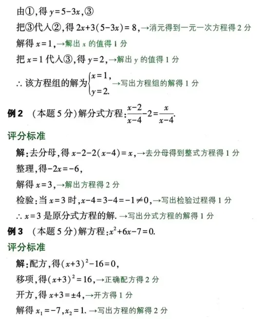 中考数学评分标准与答题规范 第4张