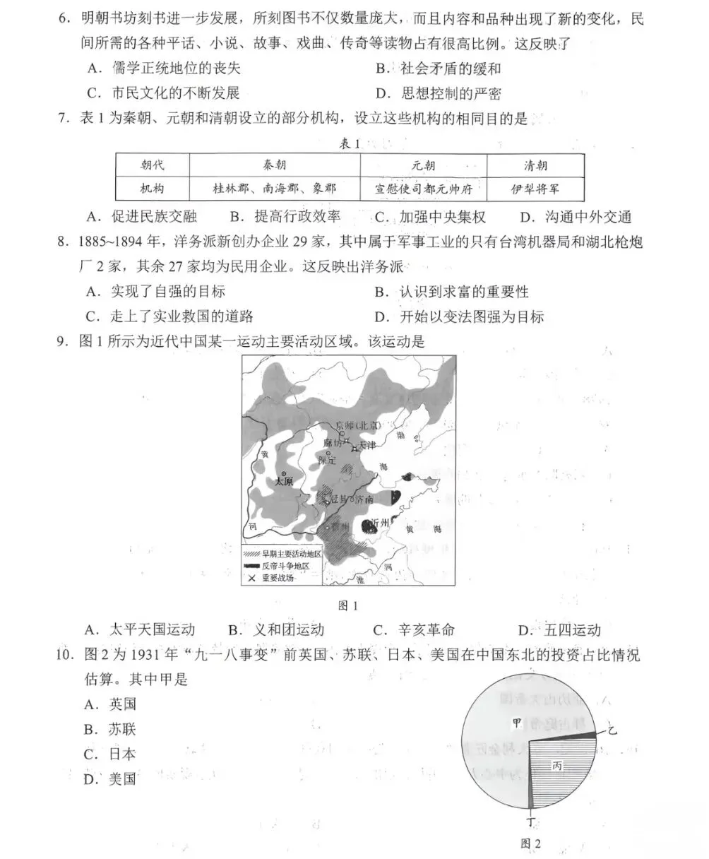 【中考研究】|2026省统一中考历史试题及答案 第3张