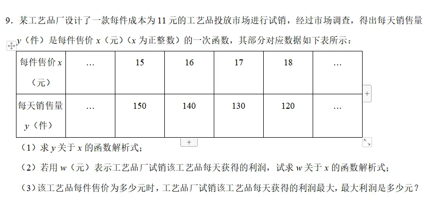 中考数学大题之销售利润等问题组卷分享(文末可下载) 第9张