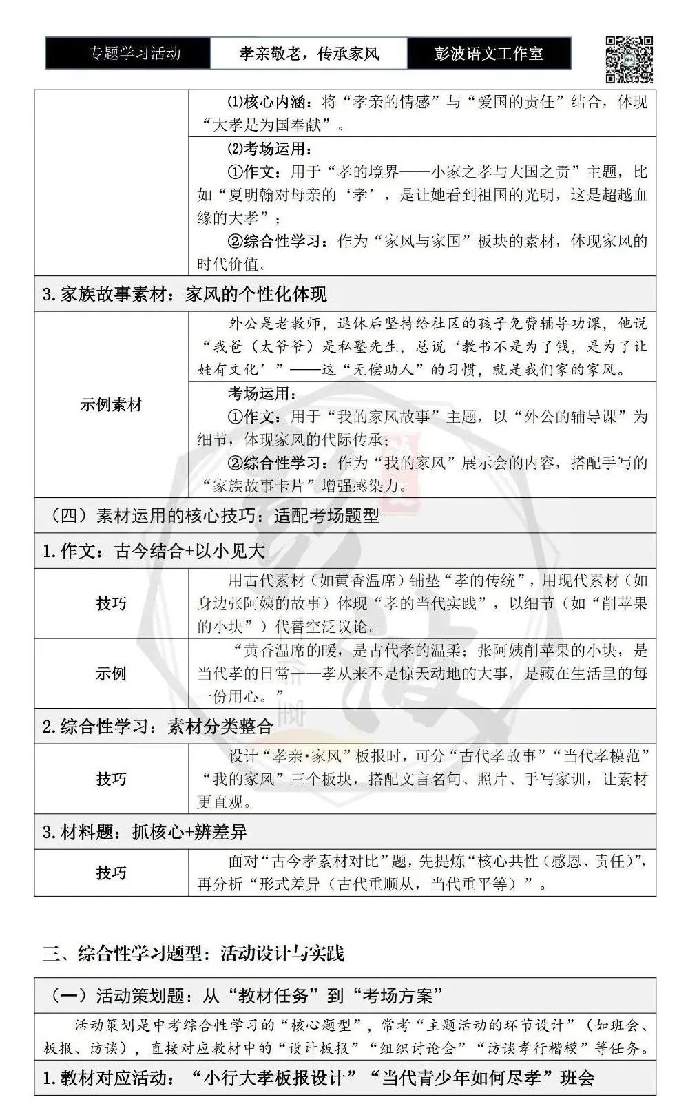 【中考语言专项-专题学习活动】-七年级下-04孝亲敬老,传承家风-知识手册(2元) 第10张 【中考语言专项-专题学习活动】-七年级下-04孝亲敬老,传承家风-知识手册(2元) 第10张