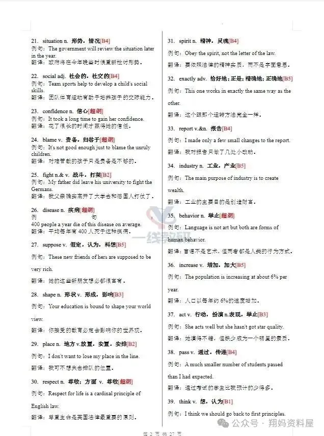 【精选资料】2026版初中《中考英语高频词汇546个》核心单词专项突破(例句+翻译) 第3张 【精选资料】2026版初中《中考英语高频词汇546个》核心单词专项突破(例句+翻译) 第3张