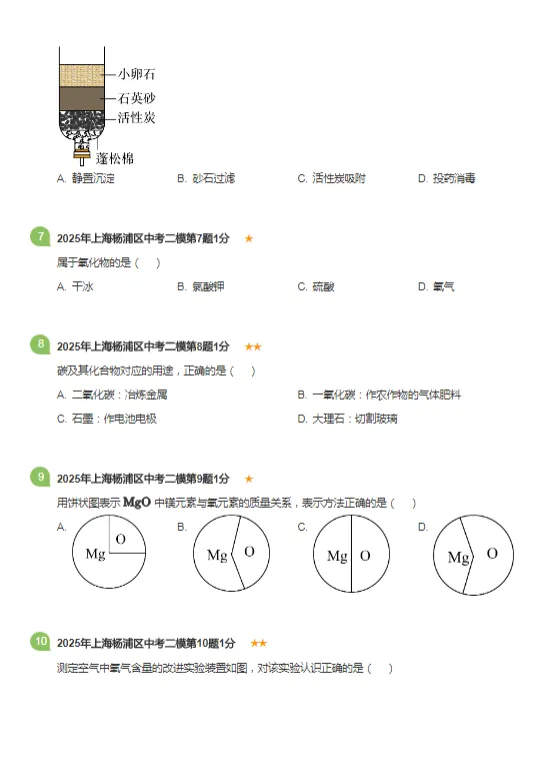 2018-2025年上海各区初三中考二模化学试卷 第17张