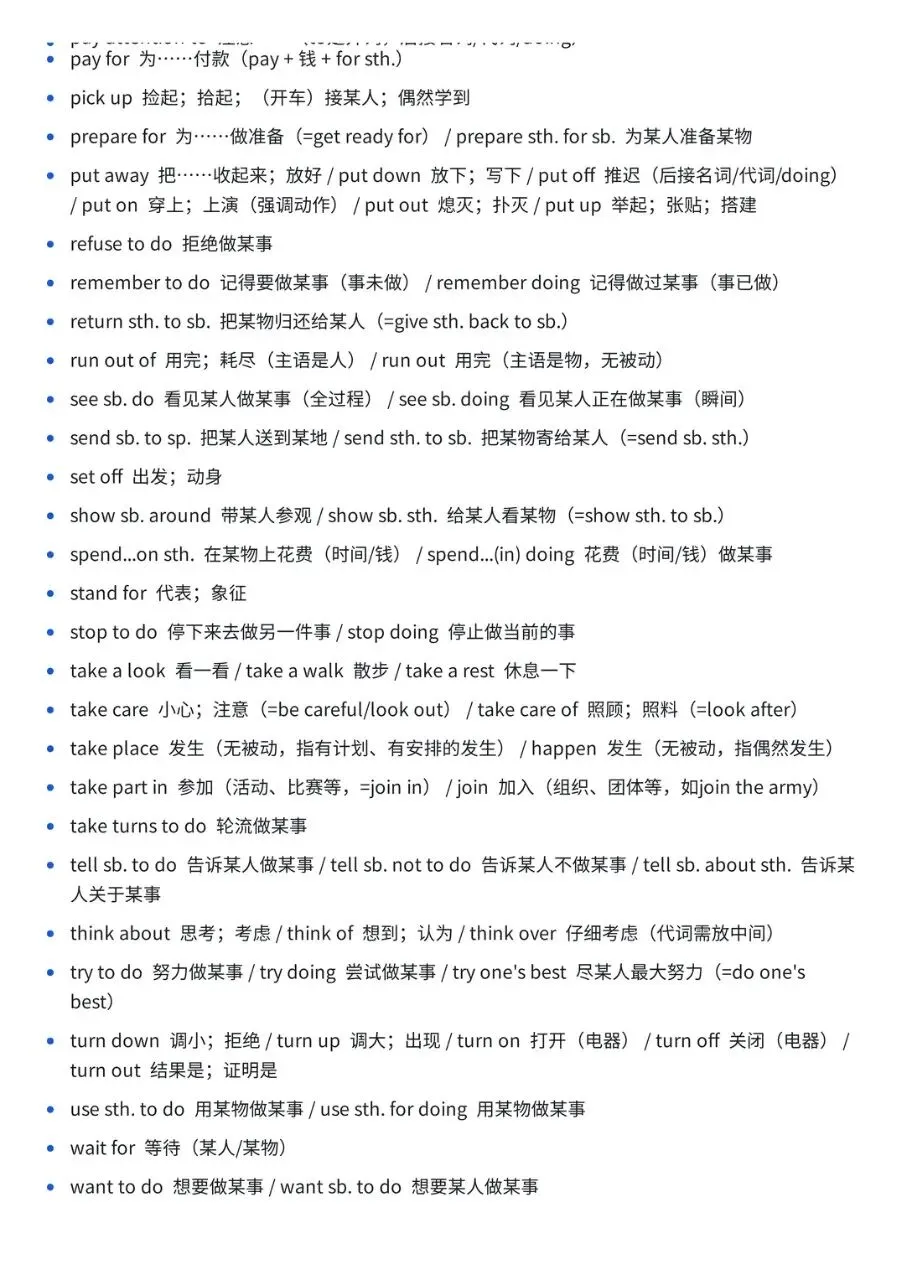 初中英语中考必考短语汇总(可直接打印) 第5张