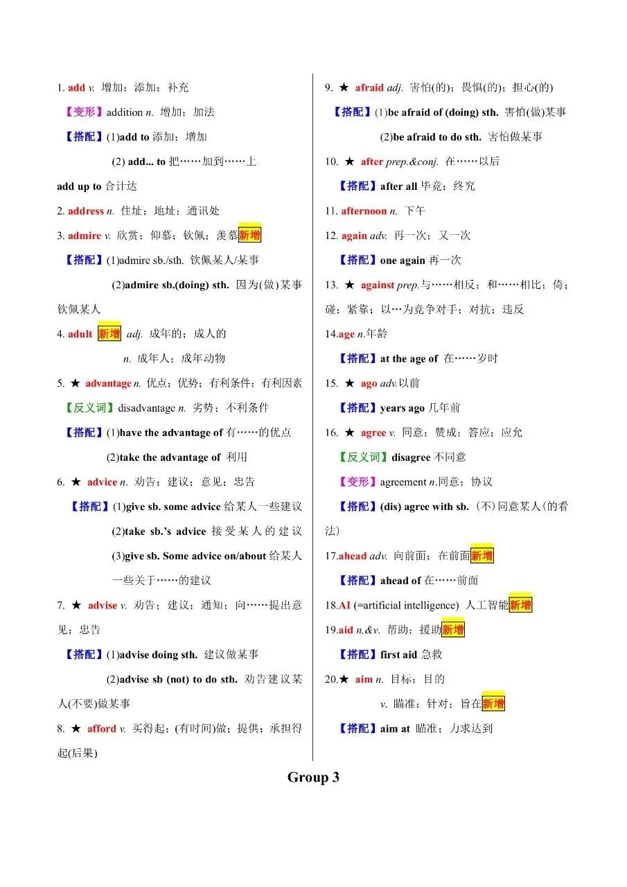 初中英语|中考专项英语专题01 《20天搞定中考必背1600个单词(一)》(高清下载打印) 第2张