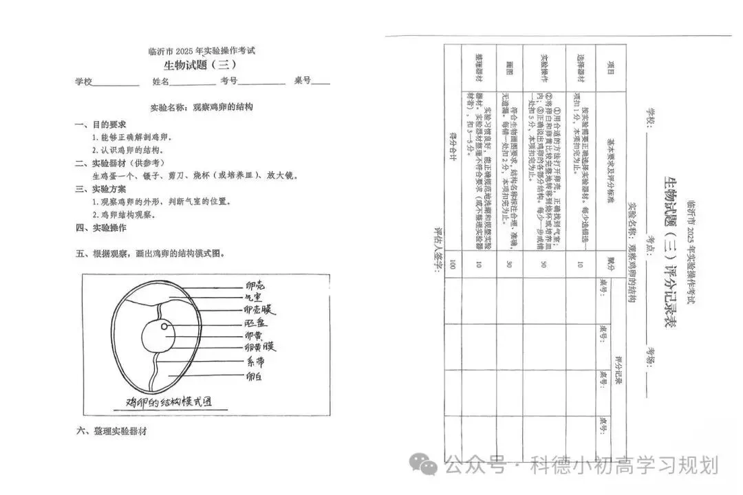 临沂中考物化生实验操作、信息体育考试试卷及答案(含操作视频) 第7张
