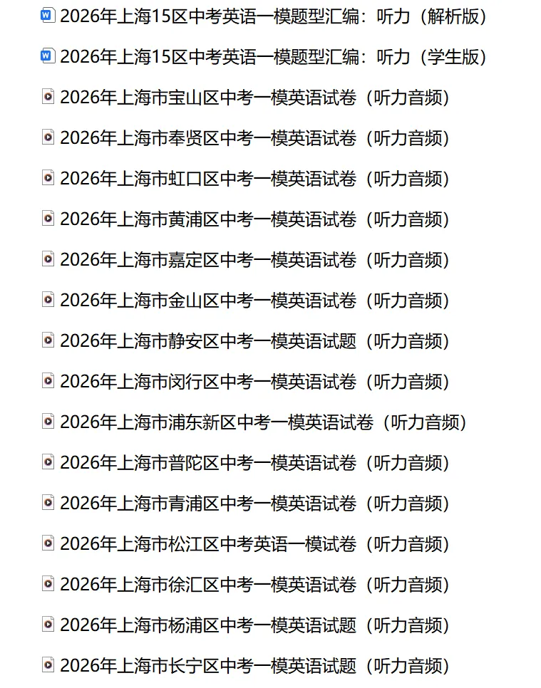 【音频下载】2026年上海15区中考英语一模题型汇编:听力(解析版&学生版) 第2张