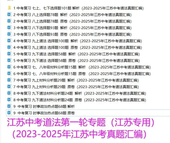 江苏道法中考第一轮复习(2023到2025年江苏中考真题汇编) 第1张