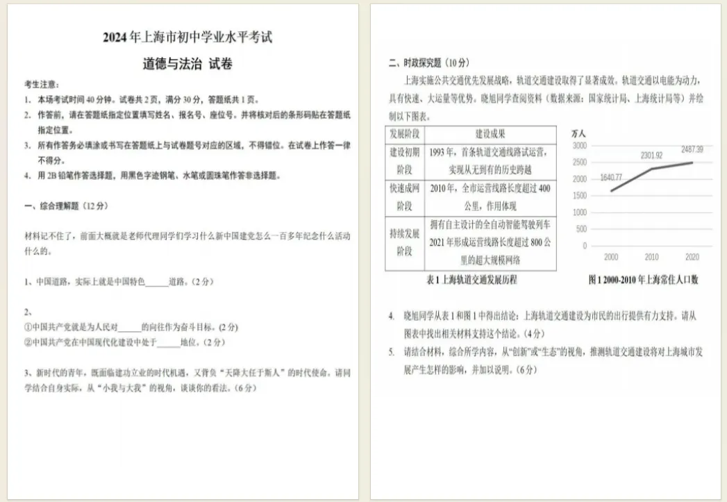 2023-25年上海中考真题试卷+答案,直接下载! 第6张