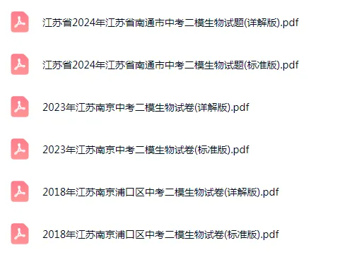 2018-2024年江苏省南京各区中考二模生物试题 第2张