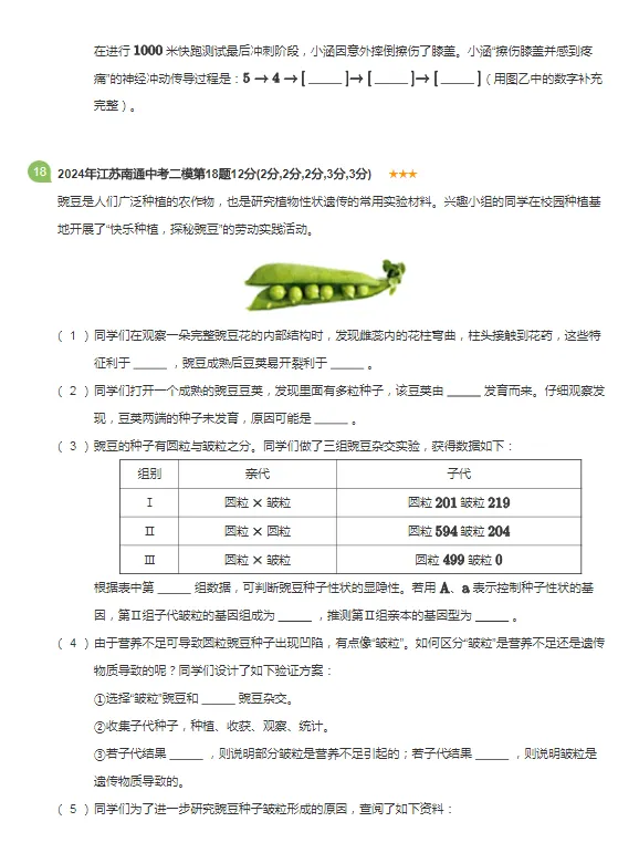 2018-2024年江苏省南京各区中考二模生物试题 第9张
