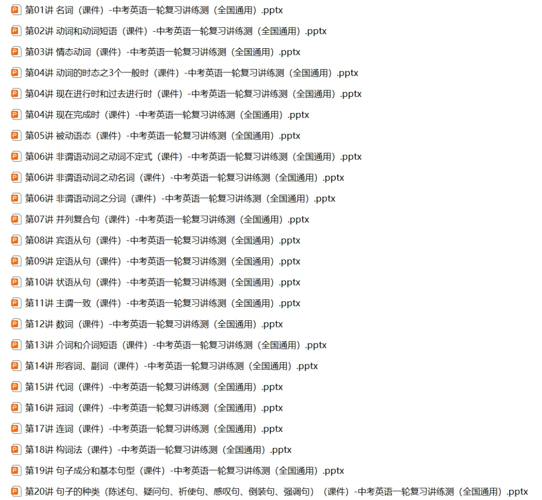 中考英语一轮复习语法讲练测(课件+讲义+配套练习)| 可下载 第2张