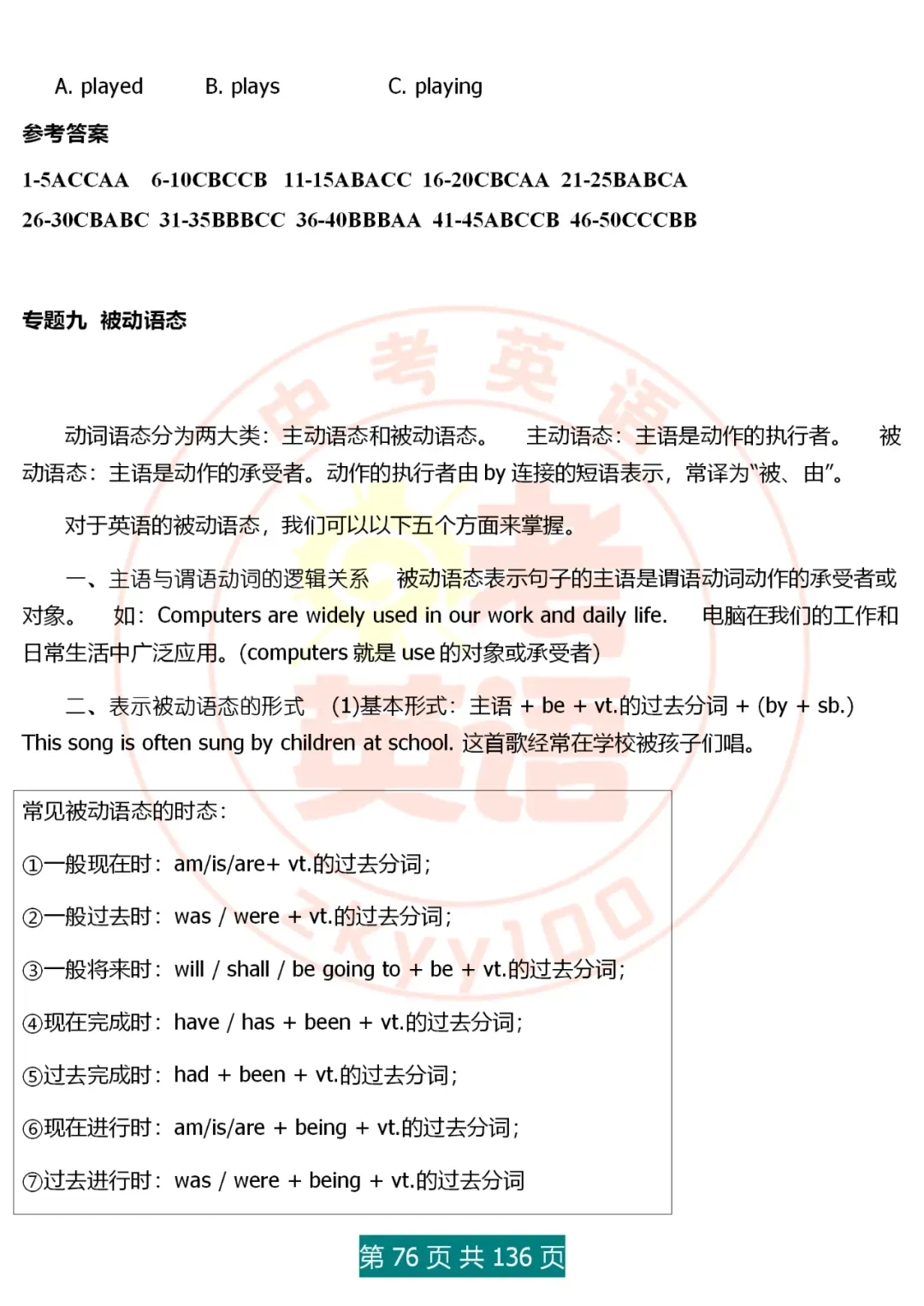 中考英语语法精讲,家有初中生,打印吃透,横扫3年考点,稳上130 第76张